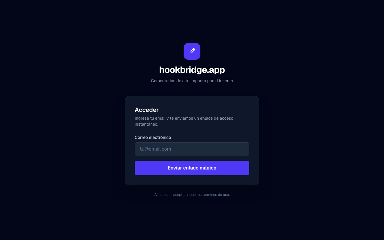 HookBridge login